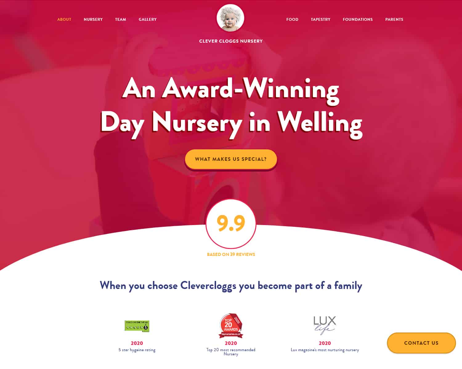 landing page website for childcare nursery